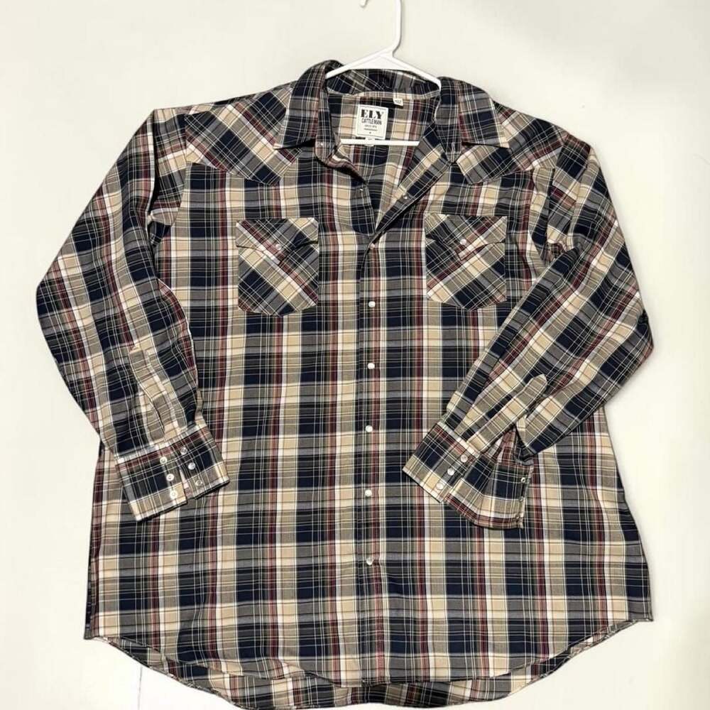 ELY Cattleman Western Pearl Snap Shirt Big 2X